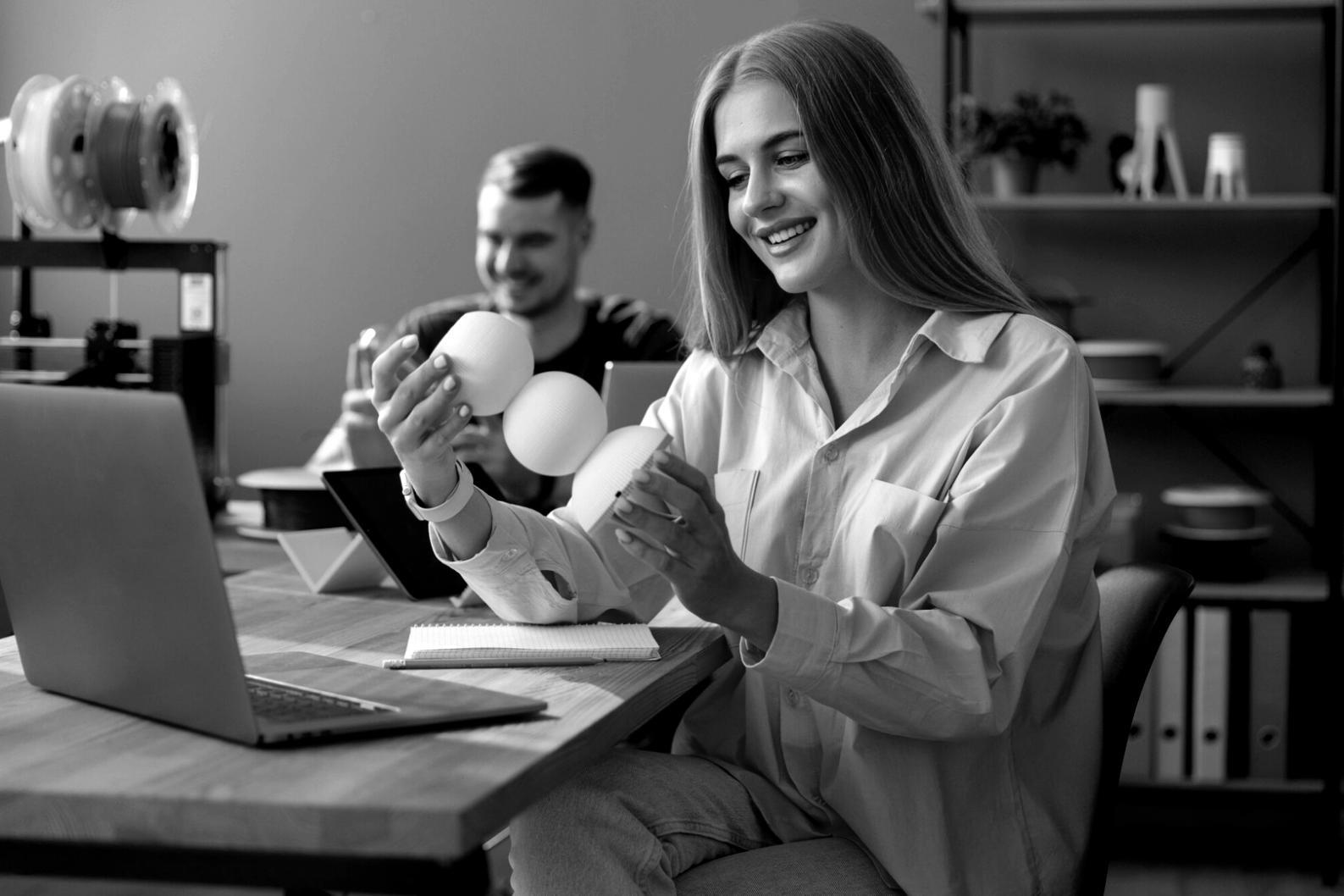 Business professionals reviewing financial projections and investment analysis